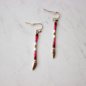 Shades of Red Seed Bead Drop Earrings